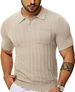 Men's Clothing Summer New Men's Casual Polo Shirt V Neck Pocket Button Short Sleeve Cool Breathable Knitted Men's Shirt_viptrois.com