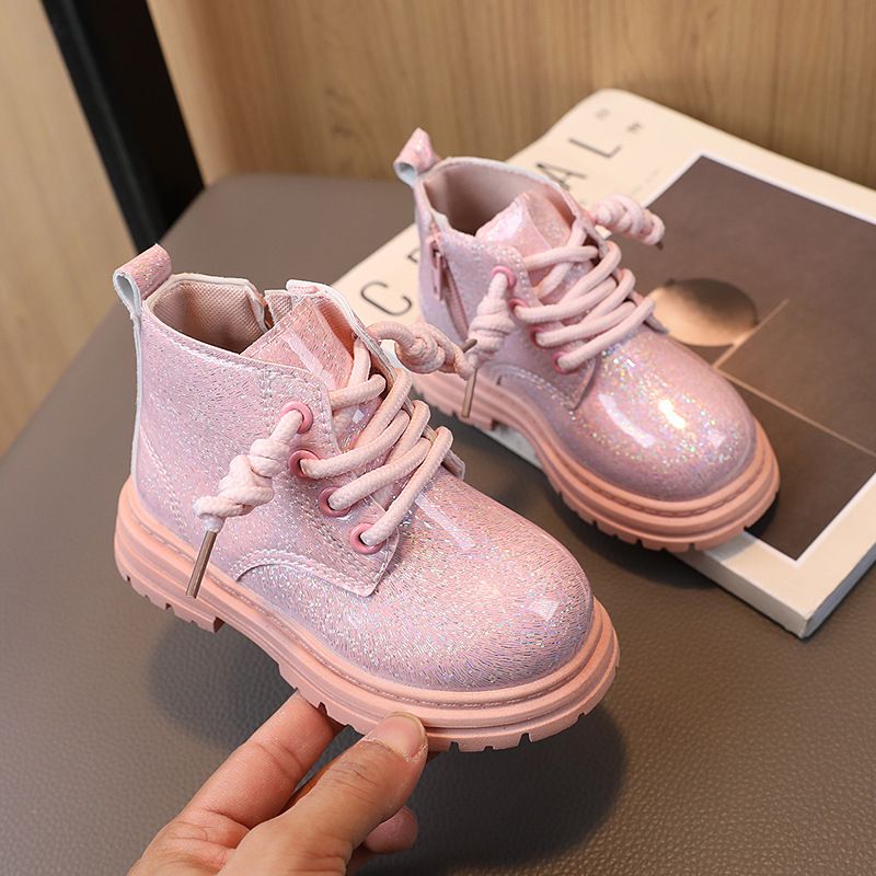 child's shoes Shiny leather fashion Doc Martens Korean version of the low-cut all-over ankle boots_viptrois.com