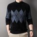 New High-quality Thickened Faux Mink Fur Men's Sweater For Middle-aged And Young People, Casual Diamond Shaped High Elasticity Knitted Sweater_viptrois.com