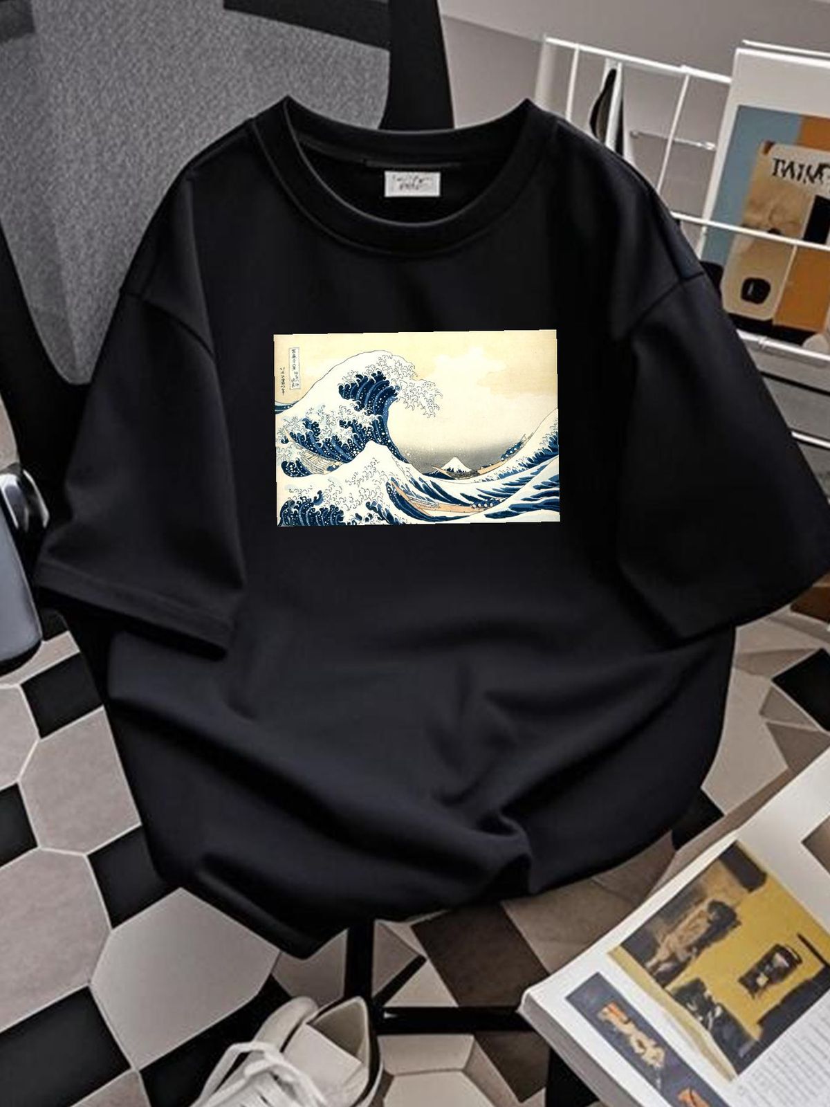 Tsunami Traditional Japanese Art - The Great Wave Hokusai - 100% Cotton T-Shirt Summer Slightly Fashion Breathable Soft Comfortable Versatile_viptrois.com