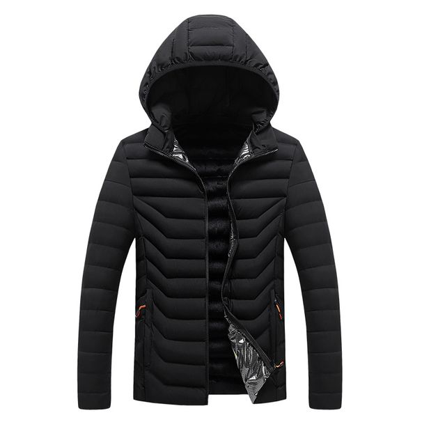 Men's Hooded Plus Size Jacket Ribbed Warm Casual Slim Fit Autumn Winter Lightweight Youth Cotton Coat Trendy_viptrois.com
