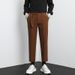 Men's Casual Suit Trousers High-End Straight Leg with Built-In Belt Loose Fitting Cropped for Spring And Autumn_viptrois.com