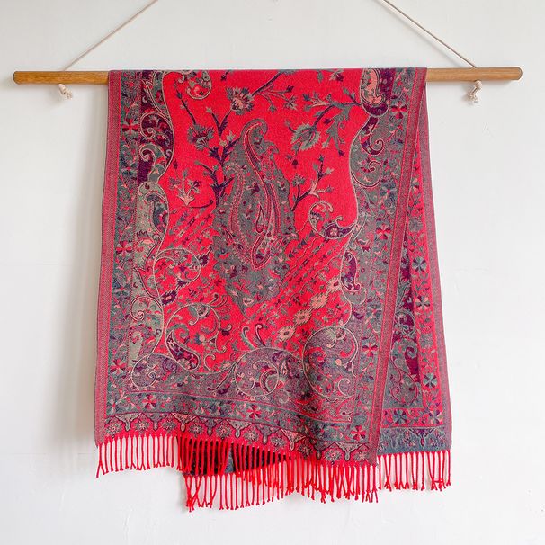 Women's Scarves Cashmere New Ethnic Style Shawl Thickened Warm Tassel Scarf Flower Elegant Scarf_viptrois.com