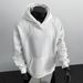 Oversized Hooded Sweatshirt For Men – Drop Shoulder & Colorblock Design (White, Heather Grey, Charcoal, Black)_viptrois.com
