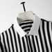 Men's Black & White Striped Tencel Blend Short-Sleeve Shirt – Slim Fit Breathable Business Casual (Sizes 38-48)_viptrois.com