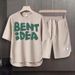 Men's Clothing 2024 Waffle Casual Summer Suit Men's Loose Teen Short sleeved T shirt Shorts Handsome Two piece Suit_viptrois.com