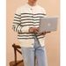 Monochrome Man- Spring Autumn New Striped Cardigan Knitted Sweater Men And Women Round Neck Light Lazy Style Foreign Trade_viptrois.com