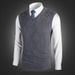 Men's Wool Blend V-Neck Sleeveless Sweater Vest - Casual Solid Color Pullover For Autumn, Slim Fit, Lightweight & Breathable_viptrois.com