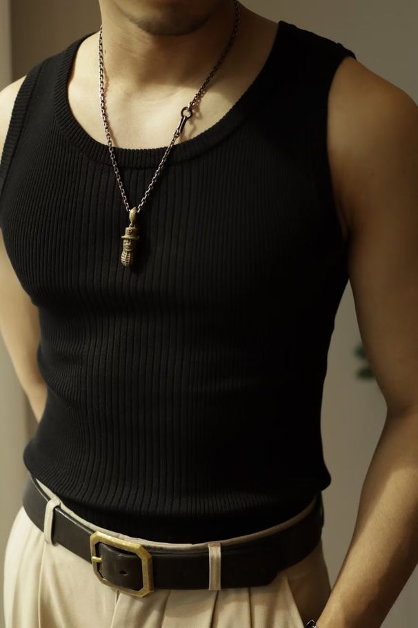 Men's Clothing High Quality Stretch Cotton Knitted Slim Sleeveless Vest Men's Summer New Comfortable Fitness Bottoming Waistcoat T Shirt_viptrois.com
