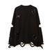 Pure YL Men's Clothing | Autumn Winter New Long Sleeve Sweater American Street Style Ripped Hollow Loose Trendy Brand Unisex_viptrois.com