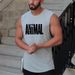 Popular Summer Men's Sports Bodybuilding Vest Fitness Cotton Loose Vest Crew Neck Training Suit_viptrois.com
