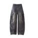 Men's Clothing Heavyweight Patchwork Washed Distressed Scimitar Jeans For Men With Multiple Pockets Wide Leg Loose Overalls_viptrois.com