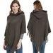 Unisex Cape Women's solid-colored striped fringed hooded cape_viptrois.com