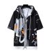 Summer Trendy Men's Zipper Hooded Sweater Short-sleeved Jacket Top Student Class Uniform Sports And Leisure Shirt 1/2 Piece_viptrois.com
