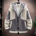 Men's Fleece Lined Winter Jacket - Soft &Warm Hooded Coat With Zipper Closure, Oversized Fit For Big & Tall Breathable Cotton Blend For Casual Wear_viptrois.com