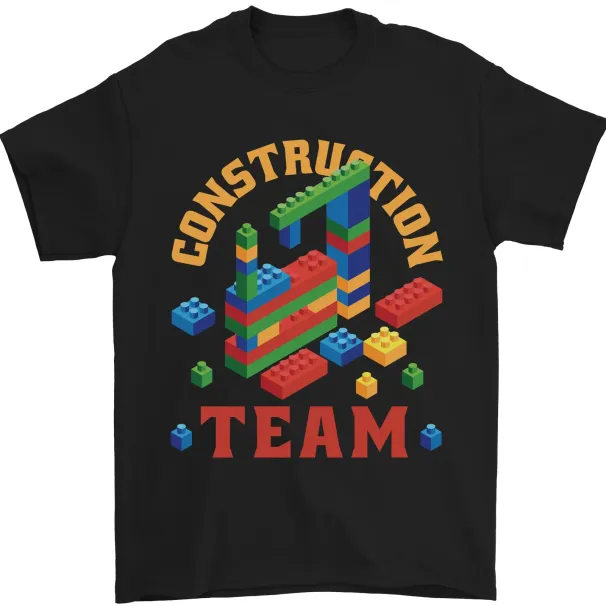 Construction Funny Building Blocks Bricks Mens T-Shirt Mens Womens Tees Top 100% Cotton_viptrois.com
