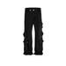 men's and women's multi-pocket trousers high street style for men and women, leg-cinching buckle strap black jeans in multiple sizes_viptrois.com