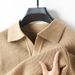 V Collar Sheep Sweater Men's Korean Version Medium Knitted Bottoming Top Loose Polo Top Men's Clothing_viptrois.com