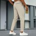 Summer Men's Slim Fit Cropped Casual Pants Solid Color Business Style Slim Straight Leg Dress Pants Trendy Versatile_viptrois.com