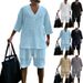 2024 Cross-border Casual Jacquard Suit Men's Summer Loose Short Sleeve T-Shirt Shorts V-Neck Sports Suit Two-piece Men's Clothing_viptrois.com
