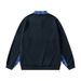 American Style Trendy Brand Patch Embroidery Lapel Sweatshirt Loose Pullover Spring And Autumn Men's Color Contrast_viptrois.com