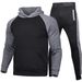Men's Clothing New Men's Color Matching Plus Velvet Hooded Pullover Loose Trend Men's Raglan Sleeve Sports Sweater Suit_viptrois.com