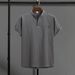 "Men's Linen Blend Short-Sleeve Polo Shirt – Breathable Stand Collar Summer T-Shirt, Lightweight & Wrinkle-Resistant (8 Colors, Sizes S-XXL)"_viptrois.com
