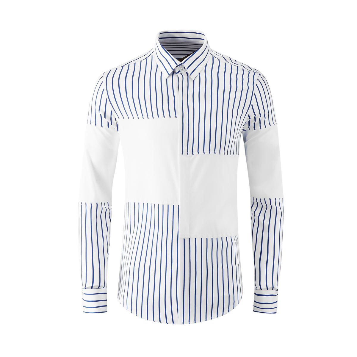 Men's Color Block Long Sleeve Shirt With Tencel Stripe Detailing - Breathable Slim Fit Casual Top For Everyday Wear_viptrois.com