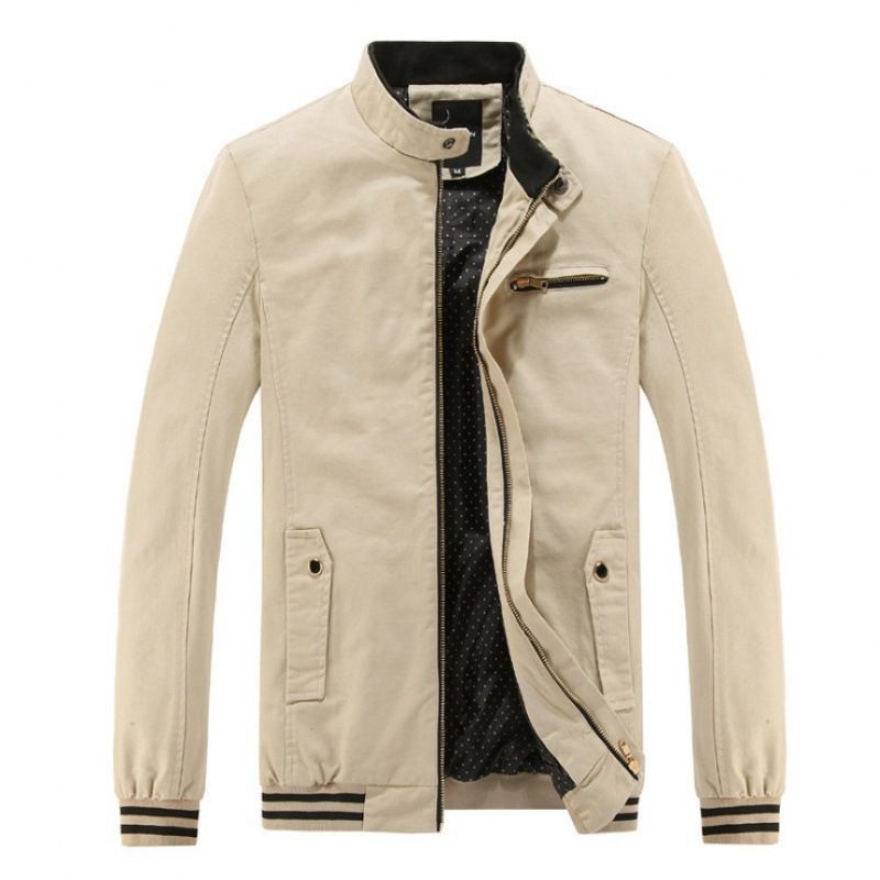 Men's ClothingForeign Trade Spring Men's Casual Jacket Mid Length Trendy Large Size Men's Cotton Thin Windbreaker Men's Coat Top Handsome_viptrois.com