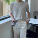 Men's Clothing Spring And Autumn Round Neck Loose Ins High End Top Solid Color Casual Soft Men's Clothing_viptrois.com