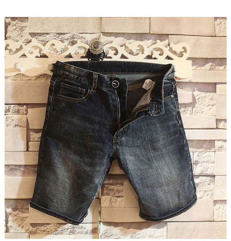 Men's Clothing Denim Shorts Korean Straight Ins Dongdaemun 5 Five Point Pants Fashion Trend Washed Mid Length Pants_viptrois.com