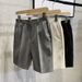 Men's Clothing New Shorts Men's Straight 5 Point Trousers Loose Trendy Solid Color Casual Suit 5 Point Shorts_viptrois.com