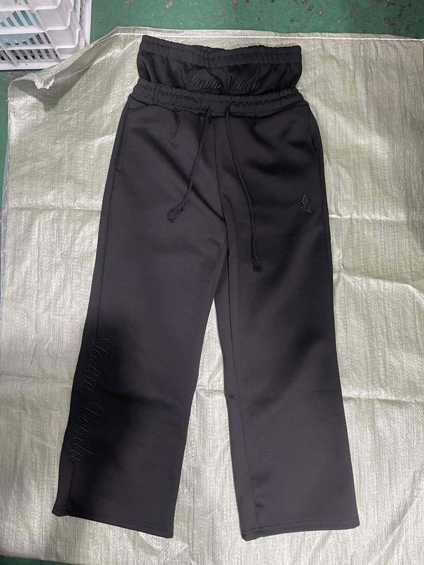 Men's Clothing Double Waistband Embroidered Sweatpants Men And Women Trendy High Street Trousers Two Piece Pants Loose Wide Leg Pants_viptrois.com