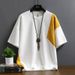 2025 Summer New Ice Silk Crew Neck Top Loose And Versatile Half-sleeved Trendy Men Handsome And Versatile Contrasting Short Sleeves_viptrois.com