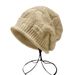 Women's Hats Autumn And Winter Wool Hat With Curled Brim Knitted Cap And Cold Hat For Women, Single Layer Thin Pile Hat To Make Your Face Look Smaller_viptrois.com