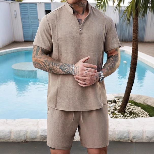 Men's Clothing New Chinese Style Henry Stand Up Collar Open Tube Sports Breathable Casual Men's Suit_viptrois.com