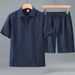 Men's Style Polo Shirt Set Summer Thin Short Sleeve Breathable New Men's Clothing Hanfu_viptrois.com