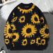 "Sunflower Jacquard Knit Sweater – Men's Long Sleeve Crewneck Pullover For Autumn/Winter"_viptrois.com