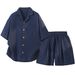 Summer New Style Men's Loose Casual Short Sleeve Shirt And Five Point Pants Set Sports Two Piece Set_viptrois.com
