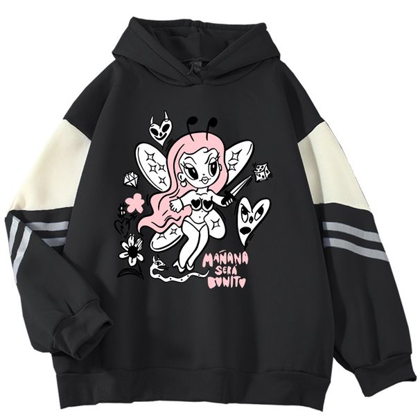 American Style Color Block Sweatshirt For Men, Loose Fit, Niche, Little Elf Print Pullover, Outerwear, Cool And Handsome_viptrois.com