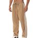 Men's Corduroy Casual Pants – Relaxed Fit With Color-Block Stripes, Drawstring Waist & Straight-Leg Design For Urban Streetwear_viptrois.com