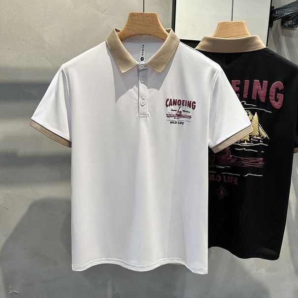 Summer Fashion Brand High-end Luxury Polo Shirt Men's Short Sleeved Versatile Loose Casual Ice Feeling Flip Collar_viptrois.com
