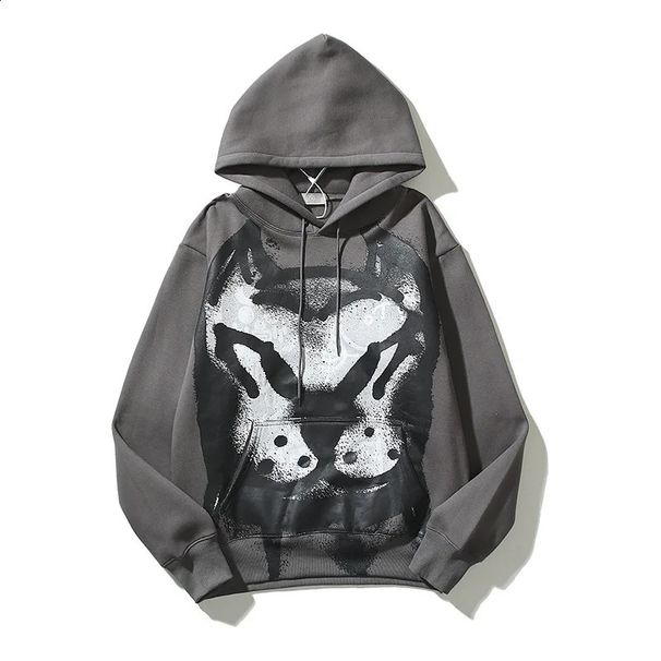 American Style Men's Sweatshirt With Dog Head Graffiti Print Loose Niche Pullover Hoodie_viptrois.com