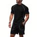 Men's Quick-Dry Raglan Short-Sleeve T-Shirt & Shorts Set – Summer Athleisure (Black/Grey/Denim Blue/Apricot, S-XXXL)_viptrois.com