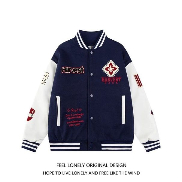 Men's Clothing American Retro Letter Embroidery Patchwork Baseball Uniform For Men And Women Spring And Autumn New Trend All Match Student Jacket_viptrois.com