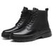 Genuine Leather Martin Boots Men's High-top Heightening Korean Version Leather Boots Trendy Men's Tooling Locomotive Boots_viptrois.com