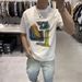 American High Street Contrasting Color Letter Printing Short-sleeved T-shirt Men's 2025 Summer New Trendy Brand Design Half-sleeved Top_viptrois.com