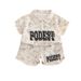Summer 2025 New Full Printed Letter Casual Fashion Polo Collar Short Sleeve Two Piece Set_viptrois.com