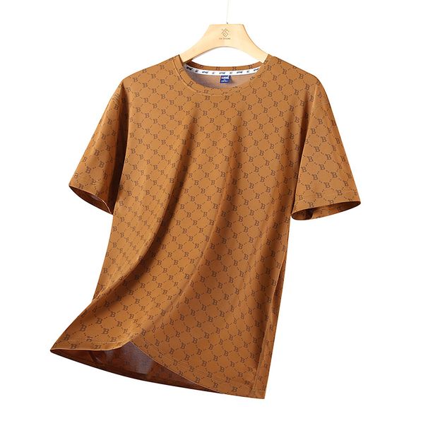 Men's Ice Silk Plus Size Short-Sleeved T-Shirt Round Neck Clothing Trend Ice Sense Print Short-Sleeved Breathable Top_viptrois.com
