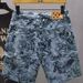 Distressed Jacquard Denim Shorts For Men, All-Over Textured Pattern Mid-Length Jean Shorts With Raw Hem, Casual Streetwear Shorts For Summer, Daily We_viptrois.com